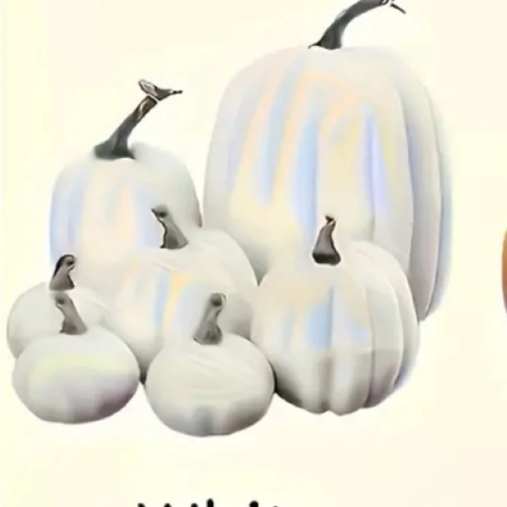 Elegant White 7 pc Pumpkin Set- Great Decorations-From Halloween thru Christmas